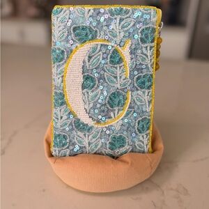 Beaded Sequin Eyeglass Case with Initial “C”